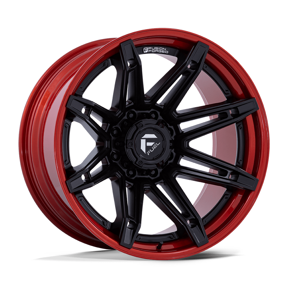 Fuel 1PC Fc401 Brawl 20x10 8x180 -18 124.2 Matte Black With Candy Red Lip