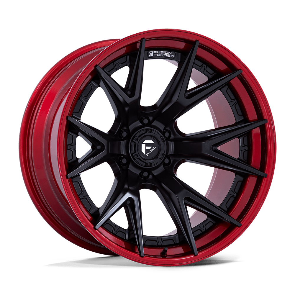 Fuel 1PC Fc402 Catalyst 20x9 6x135 1 87.1 Matte Black With Candy Red Lip
