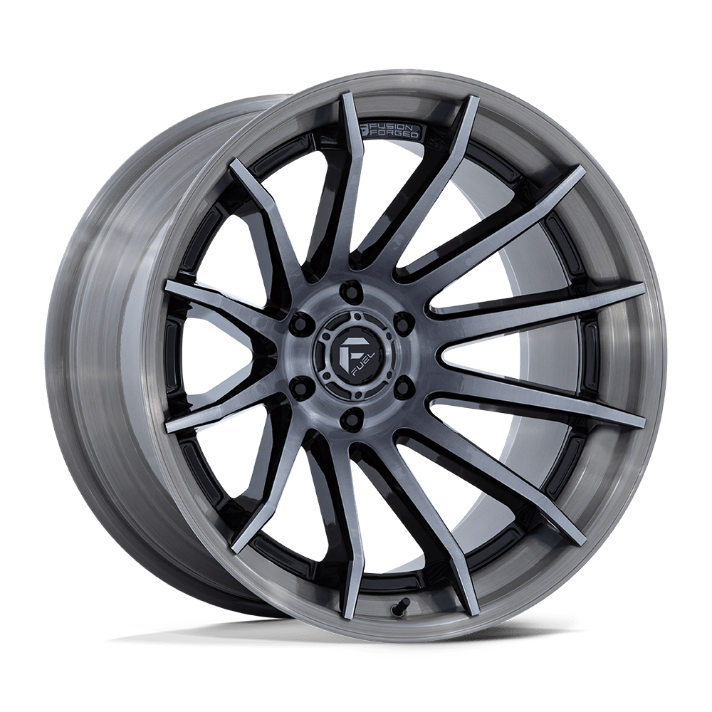 Fuel 1PC Fc403 Burn 24x12 5x127 -44 71.5 Gloss Black With Brushed Gray Tint Face & Lip