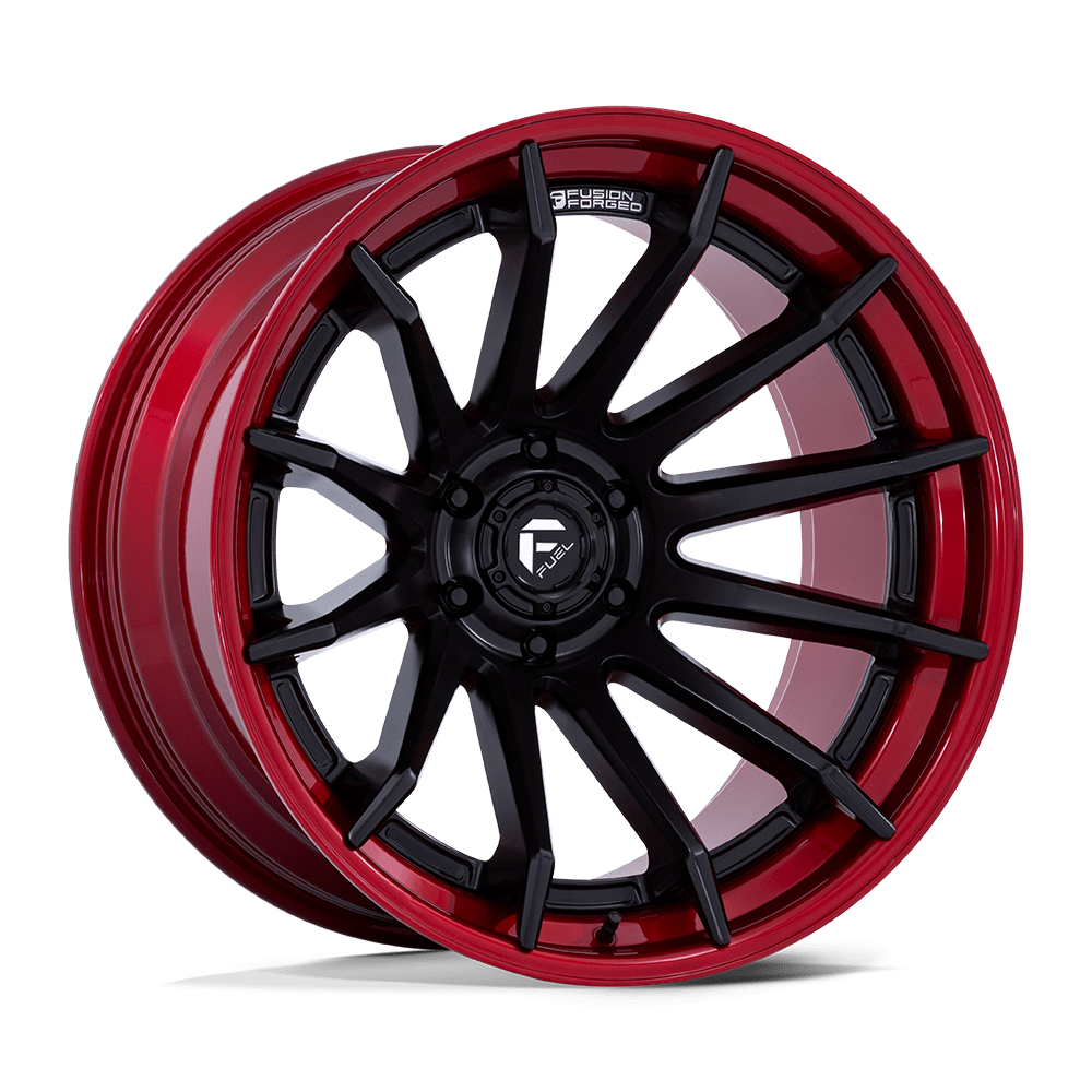 Fuel 1PC Fc403 Burn 24x12 5x127 -44 71.5 Matte Black With Candy Red Lip