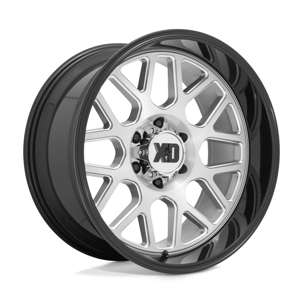 XD WHEELS XD849 GRENADE 2 22X12 6X139.7 -44 106.1 BRUSHED MILLED WITH GLOSS BLACK LIP