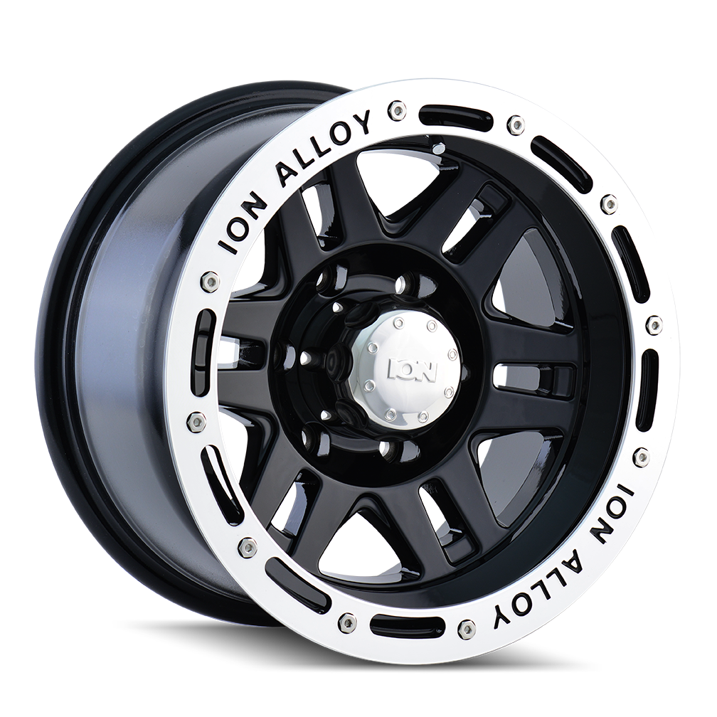 ION TYPE 133 16x8 5x139.7  -5 108 BLACK/MACHINED LIP - TheWheelShop.ca