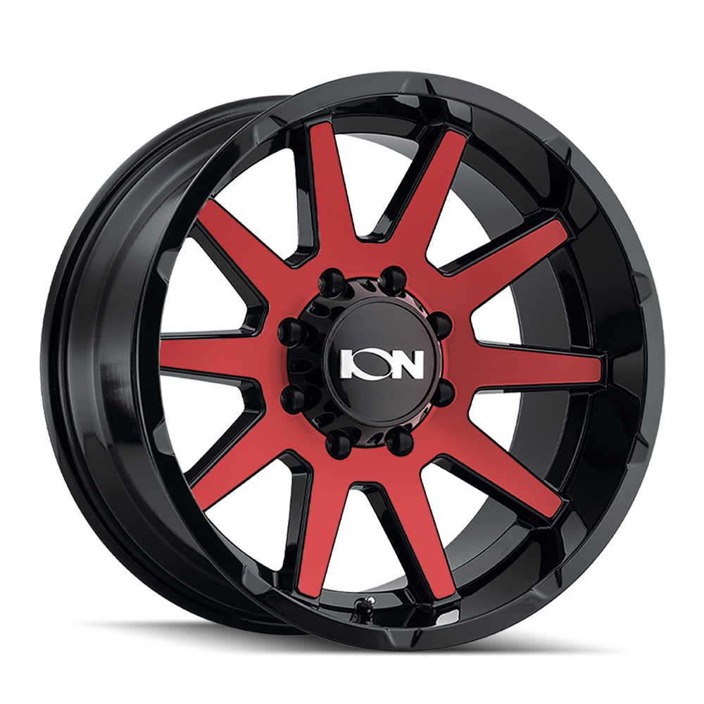 ION TYPE 143 20x9 8x180  0 124.2 GLOSS BLACK/RED MACHINED - TheWheelShop.ca