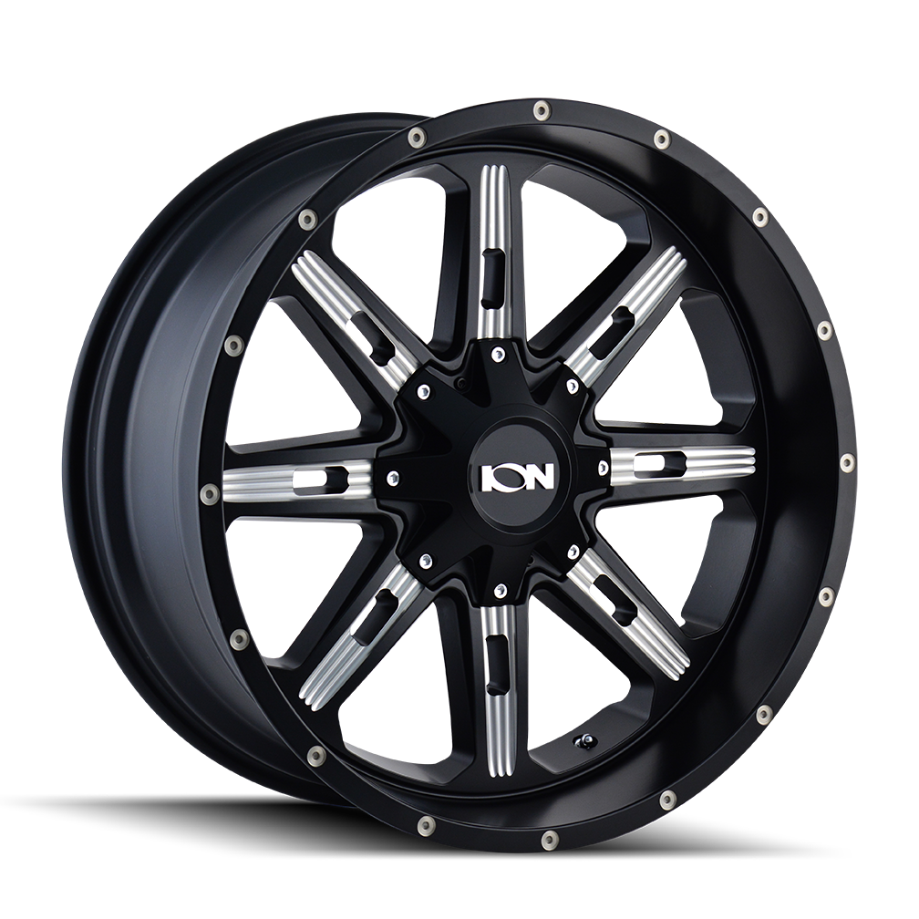 ION TYPE 184 17x9 6x135 6x139.7 18 106 SATIN BLACK/MILLED SPOKES - TheWheelShop.ca