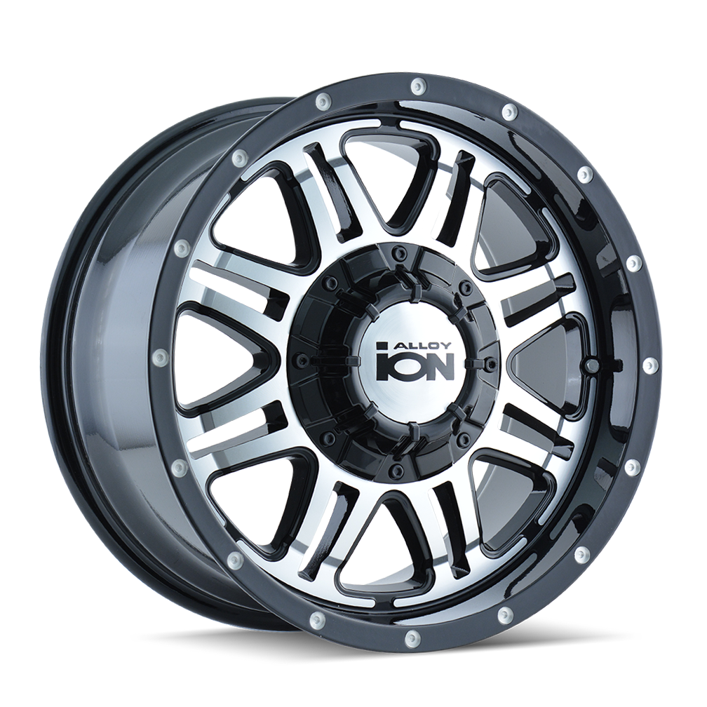ION TYPE 186 18x9 8x180  25 124.1 BLACK/MACHINED FACE - TheWheelShop.ca