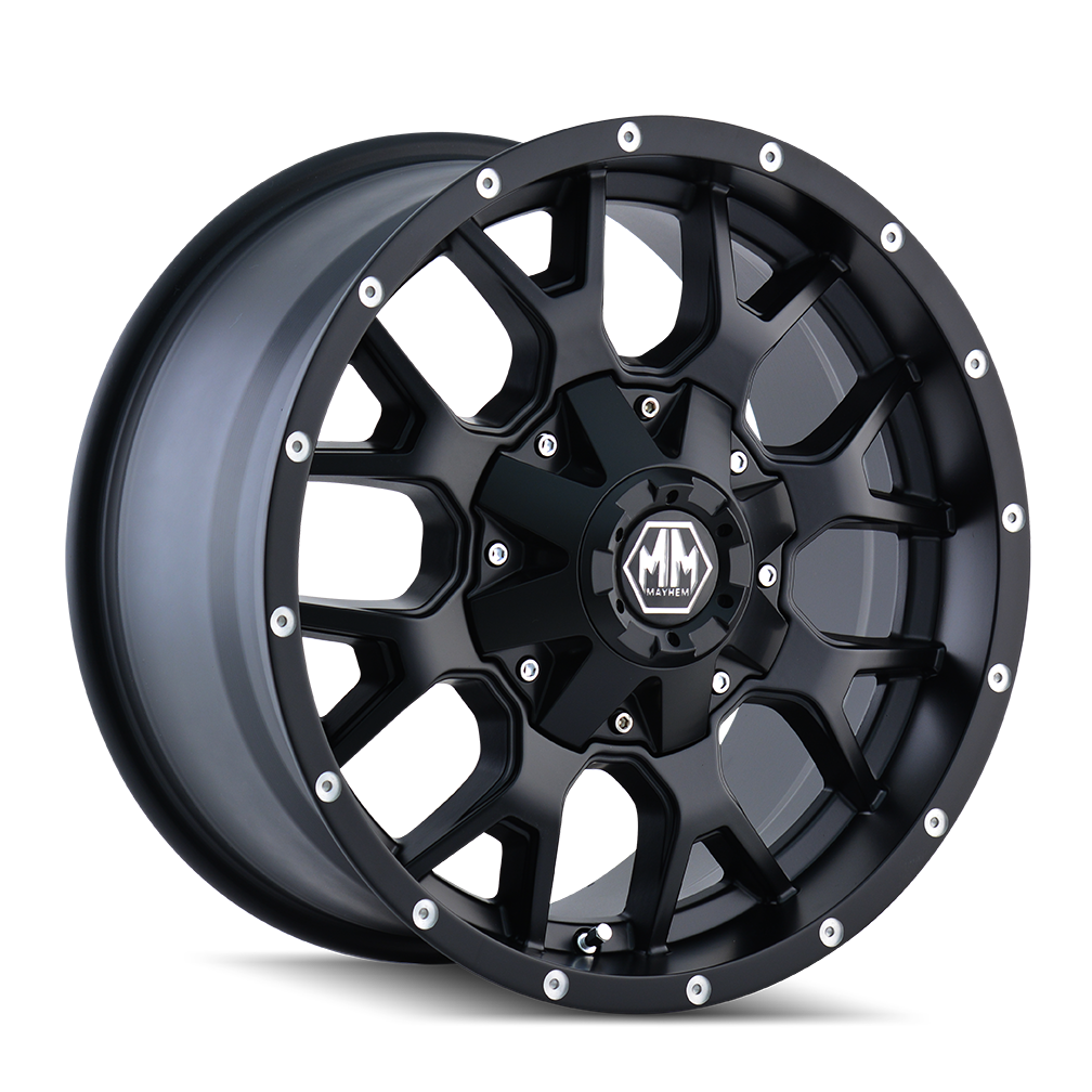 MAYHEM WARRIOR 8015 20x10 8x180  -25 124.1 MATTE BLACK - TheWheelShop.ca