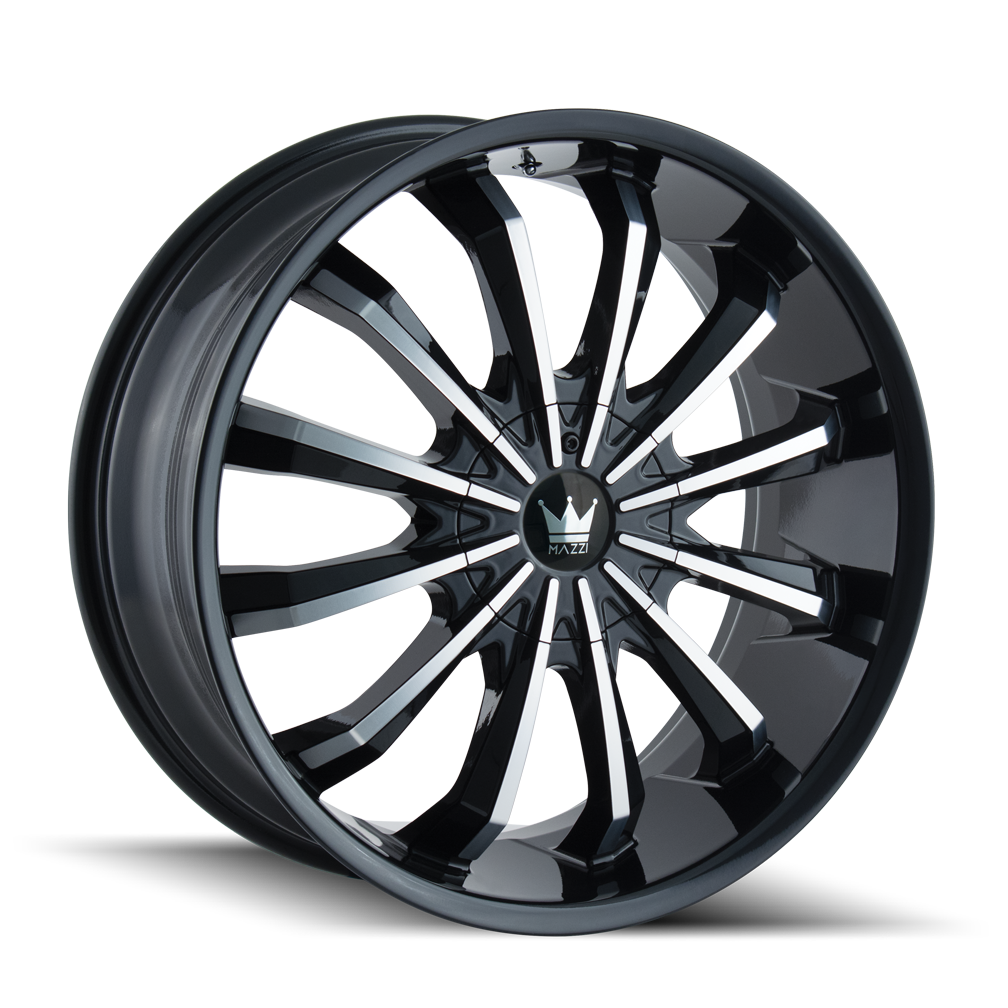 MAZZI FUSION 341 22x9.5 5x127 5x139.7 18 87 GLOSS BLACK/MACHINED FACE - TheWheelShop.ca