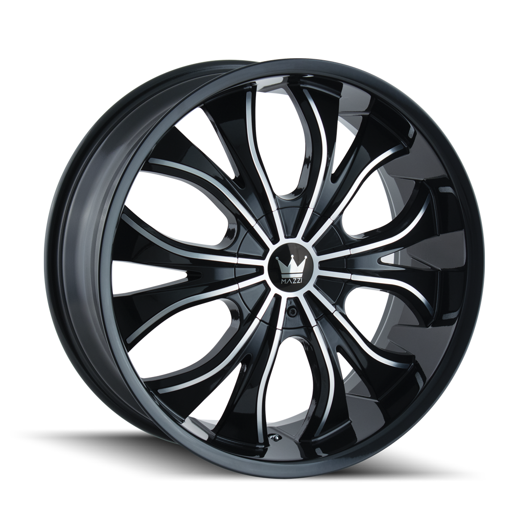 MAZZI HUSTLER 342 18x7.5 5x110 5x115 40 72.62 GLOSS BLACK/MACHINED FACE - TheWheelShop.ca