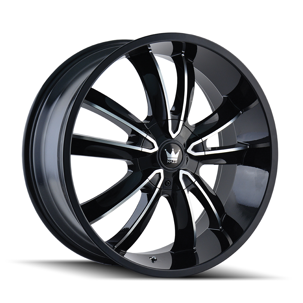 MAZZI OBSESSION 366 24x9.5 5x127 5x139.7 18 87 GLOSS BLACK/MACHINED FACE - TheWheelShop.ca