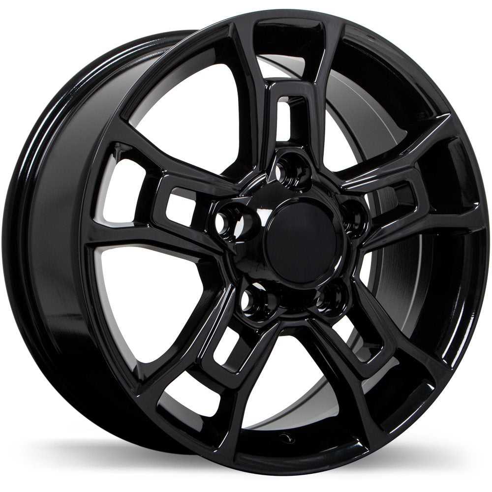 Replika R225 18x8.0 5x150mm +60 110.1 Gloss Black – The Wheel Shop CA INC