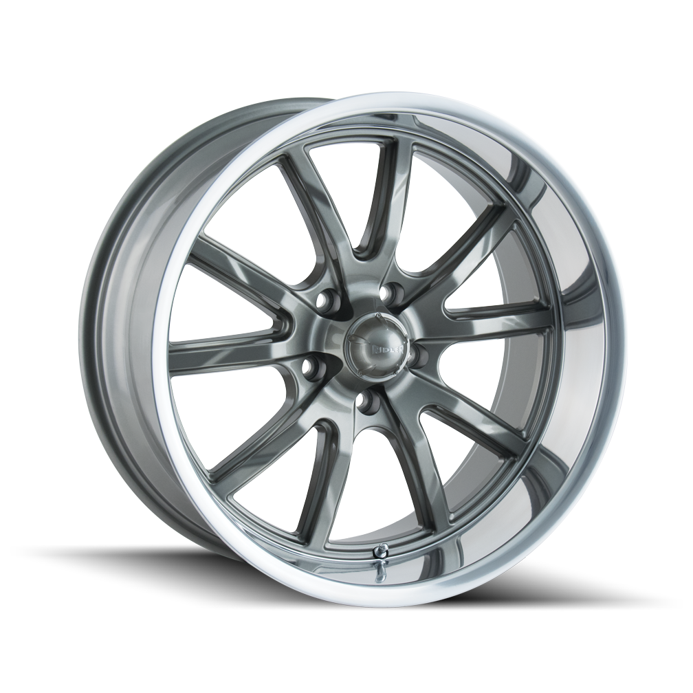 RIDLER 650 18x8 5x114.3  0 83.82 GREY/POLISHED LIP - TheWheelShop.ca