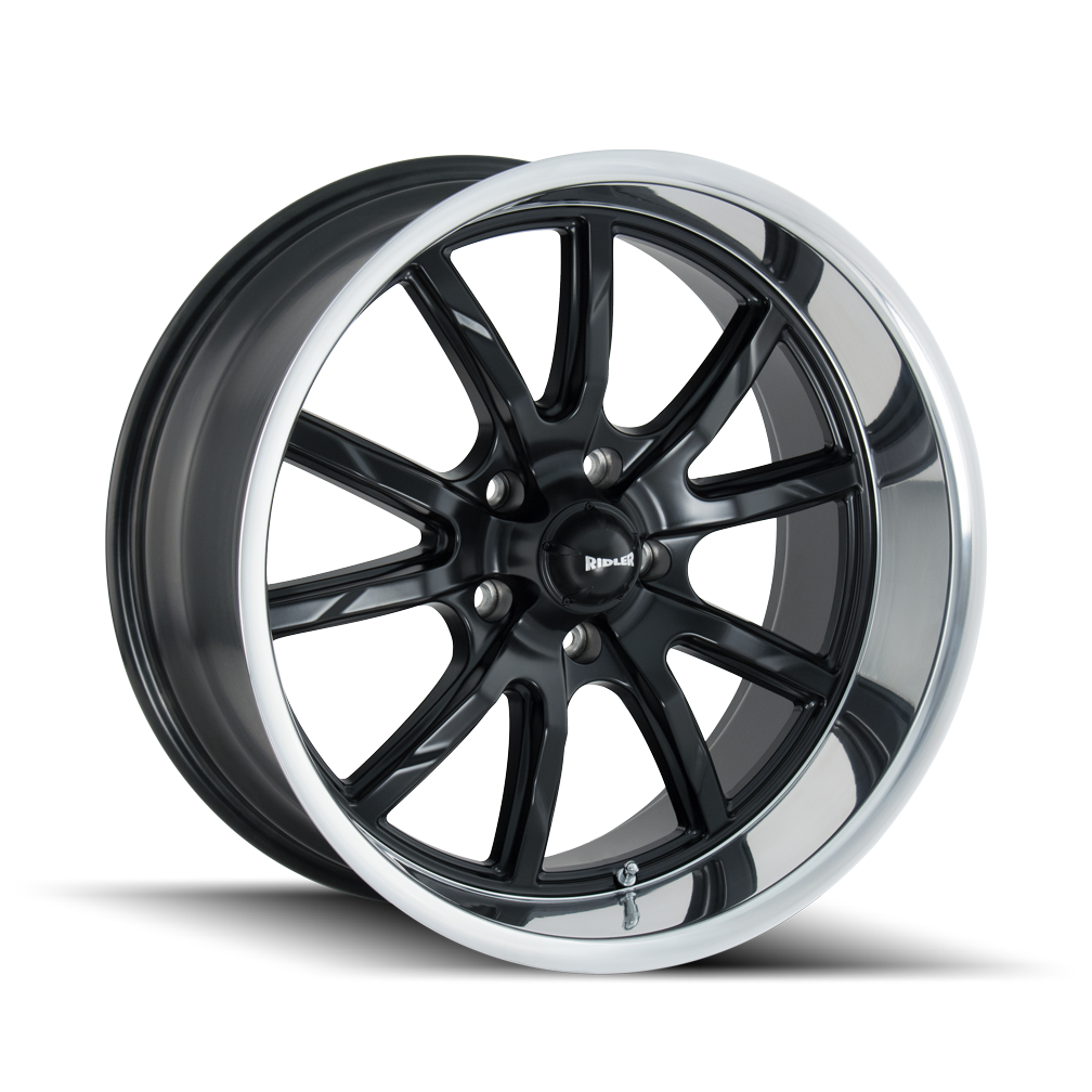 RIDLER 650 18x8 5x127  0 83.82 MATTE BLACK/POLISHED LIP - TheWheelShop.ca