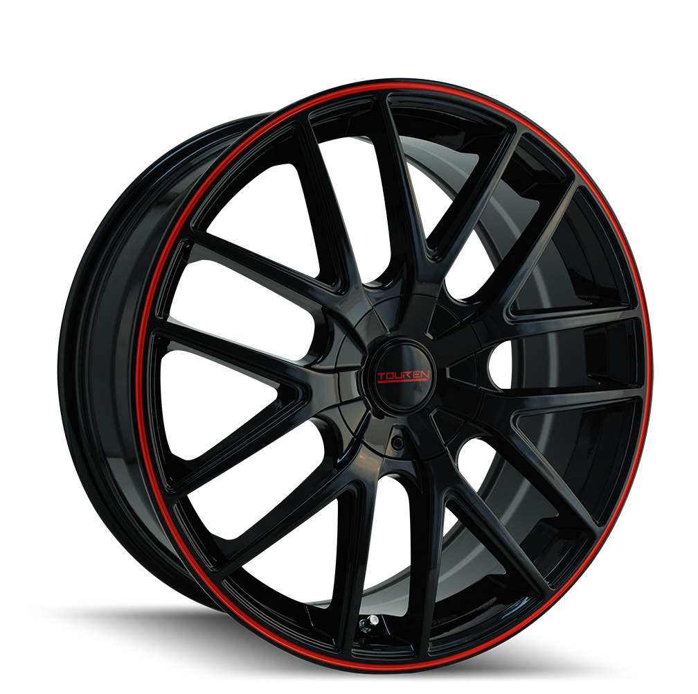 TOUREN TR60 3260 18x8 5x112 5x120 40 74.1 BLACK/RED RING - TheWheelShop.ca