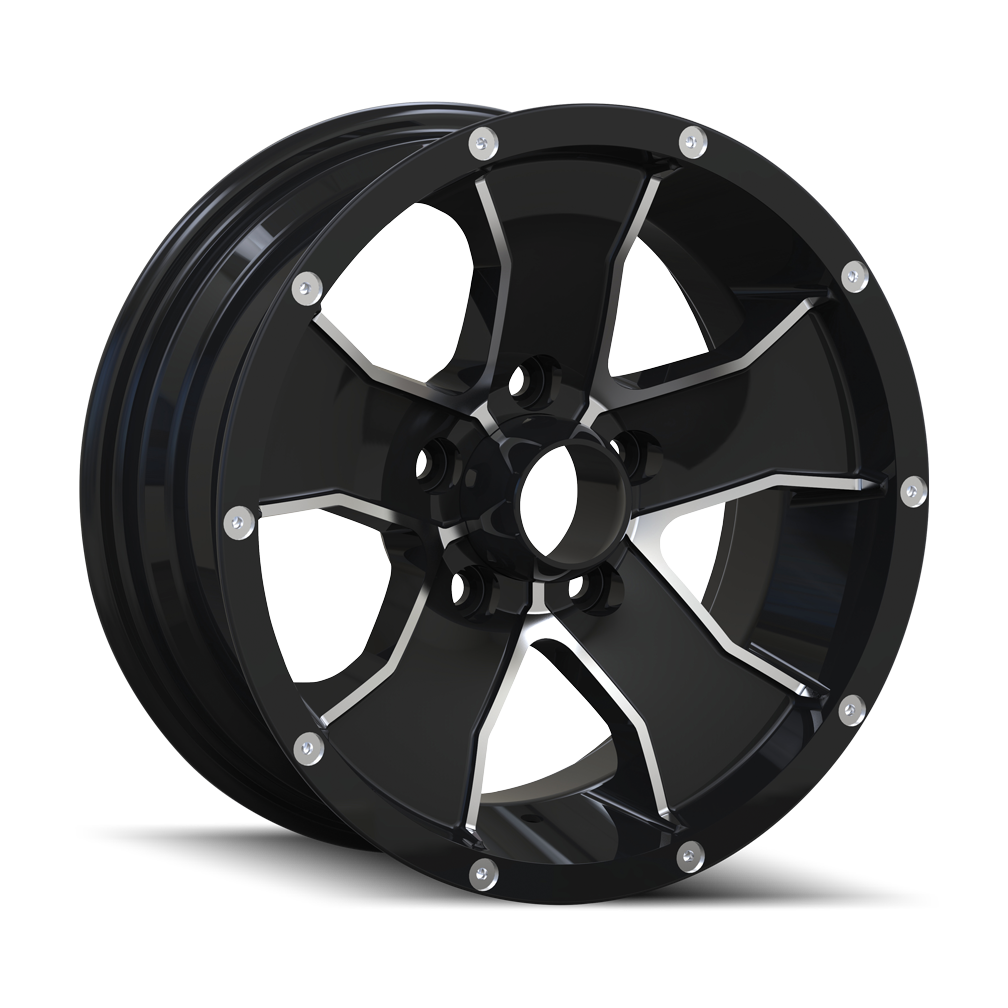 TRAILER WHEELS 14 14x6 5x114.3  0 83.82 BLACK/MACHINED FACE - TheWheelShop.ca