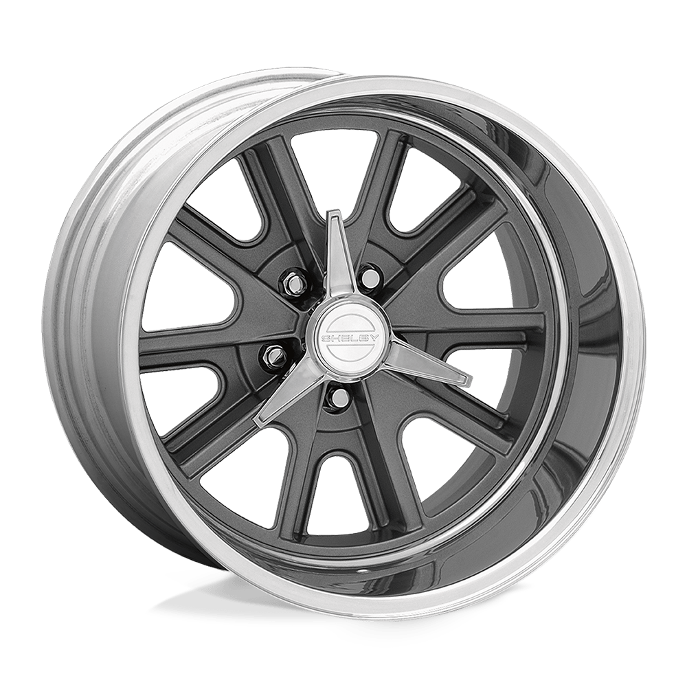 American Racing Vintage VN427 Shelby Cobra 15x8 5x120.65 -25 72.56 Two-piece Mag Gray Center Polished Barrel