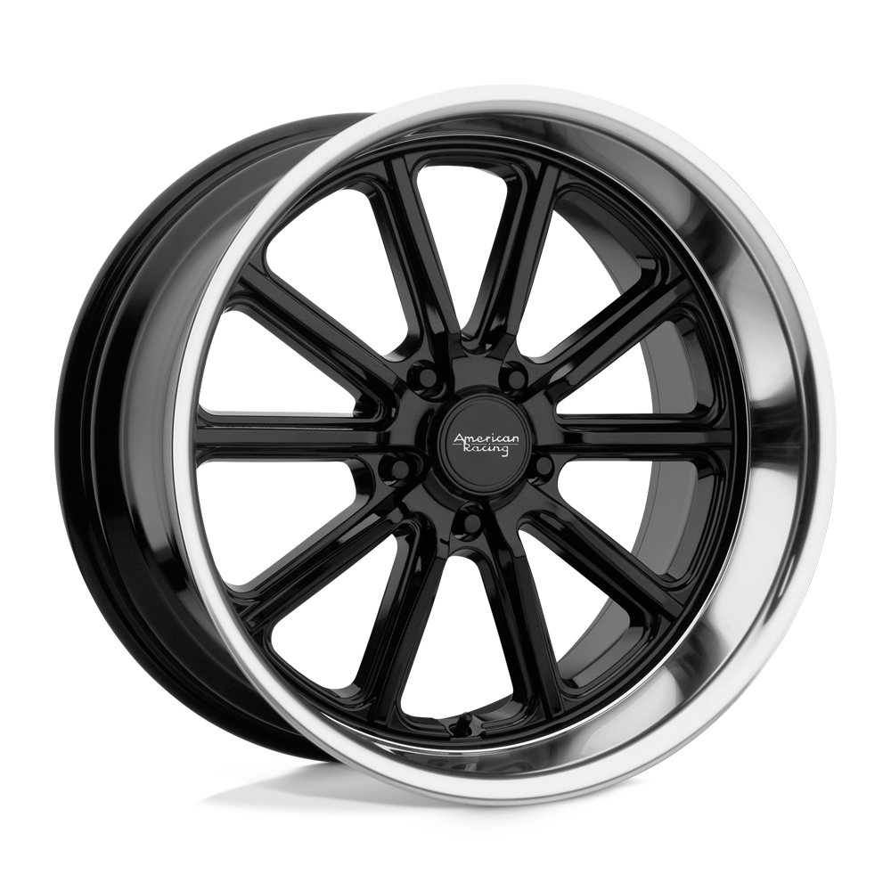 American Racing Vintage VN507 Rodder 17x7 5x114.3 0 72.56 Gloss Black Diamond Cut Lip