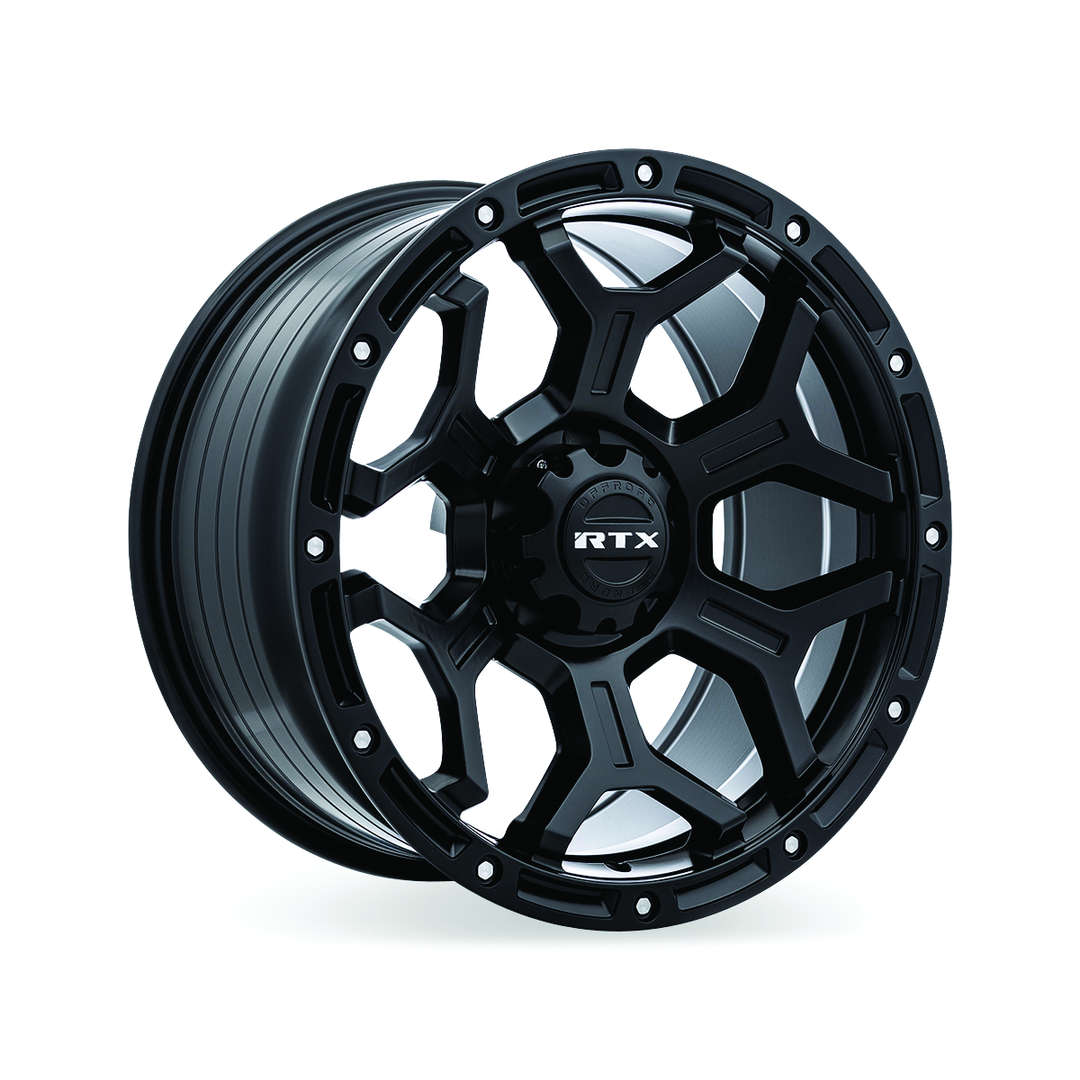 RTX Offroad Goliath 17x9 5x127 -15 71.5 Satin Black with Milled Rivets