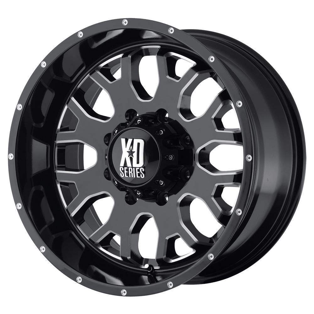 XD WHEELS XD808 MENACE 20X9 6X139.7 18 106.1 GLOSS BLACK WITH MILLED ACCENTS