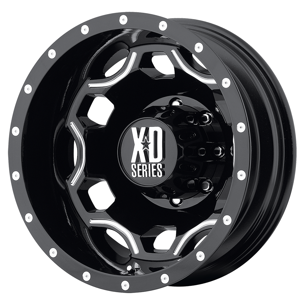 XD WHEELS XD814 CRUX 17X6 8X210 -134 154.3 GLOSS BLACK WITH MILLED ACCENTS