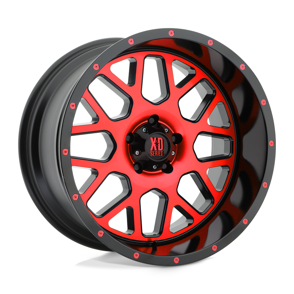 XD WHEELS XD820 GRENADE 20X10 5X127 -24 78.1 SATIN BLACK MACHINED FACE WITH RED TINTED CLEAR COAT