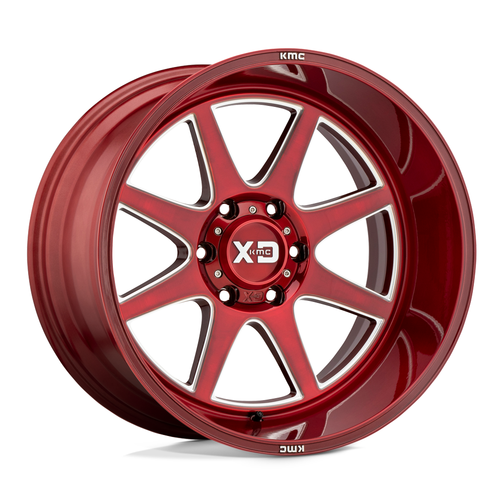 XD WHEELS XD844 PIKE 20X10 5X139.7 -18 78.1 BRUSHED RED WITH MILLED ACCENT