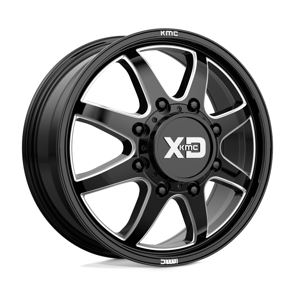 XD WHEELS XD845 PIKE DUALLY 22X8.25 8X170 105 125.1 GLOSS BLACK MILLED - FRONT