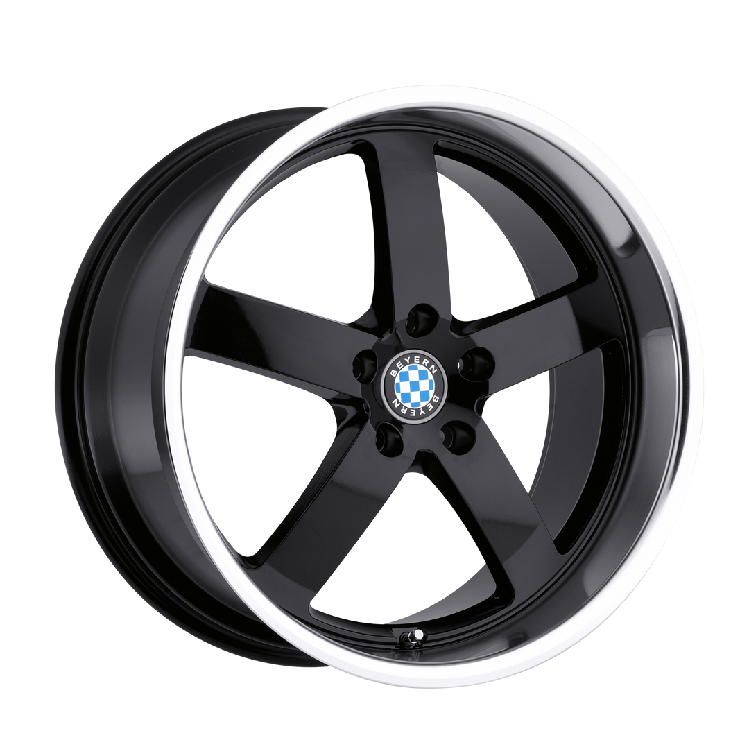 BEYERN RAPP 19X8.5 5X120 15 74.1 GLOSS BLACK W/ MIRROR CUT LIP