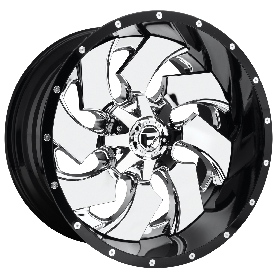 FUEL OFF-ROAD (2PC) D240 CLEAVER 20X10 8X170 -19 125.1 CHROME PLATED GLOSS BLACK LIP
