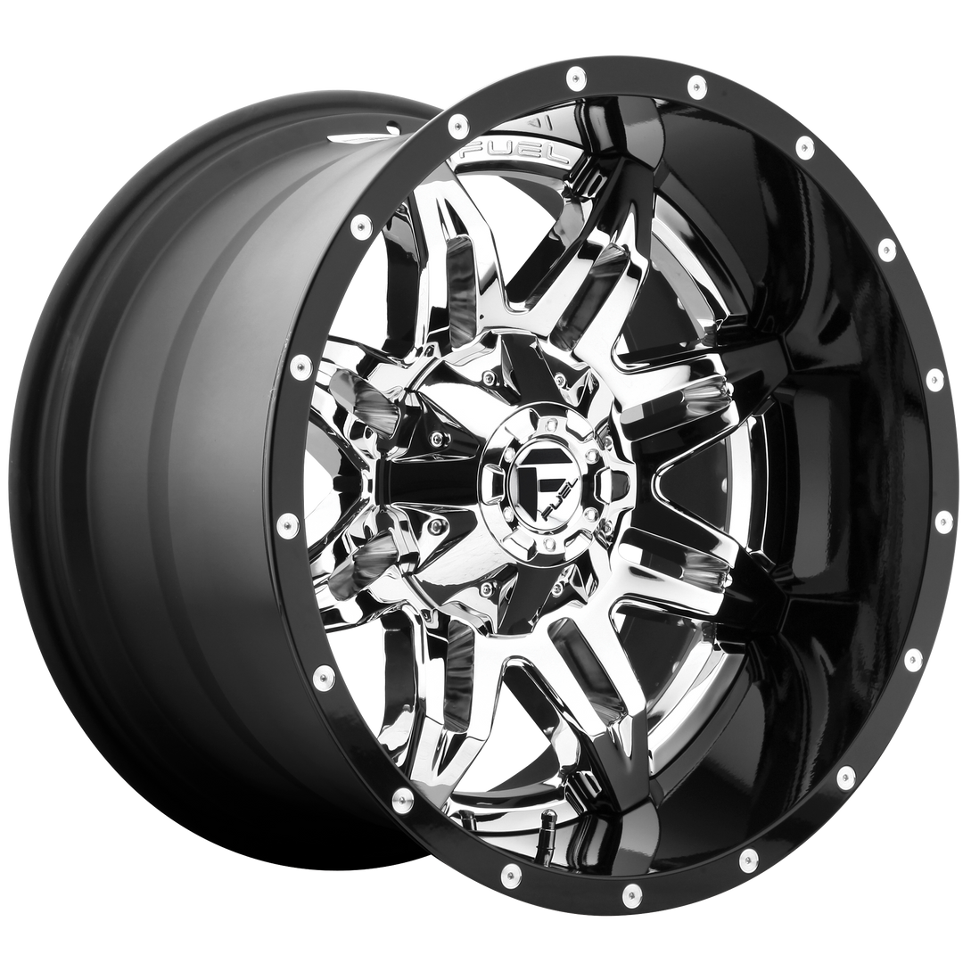 FUEL OFF-ROAD (2PC) D266 LETHAL 20X10 5X114.3 / 5X127 -19 78.1 CHROME PLATED GLOSS BLACK LIP