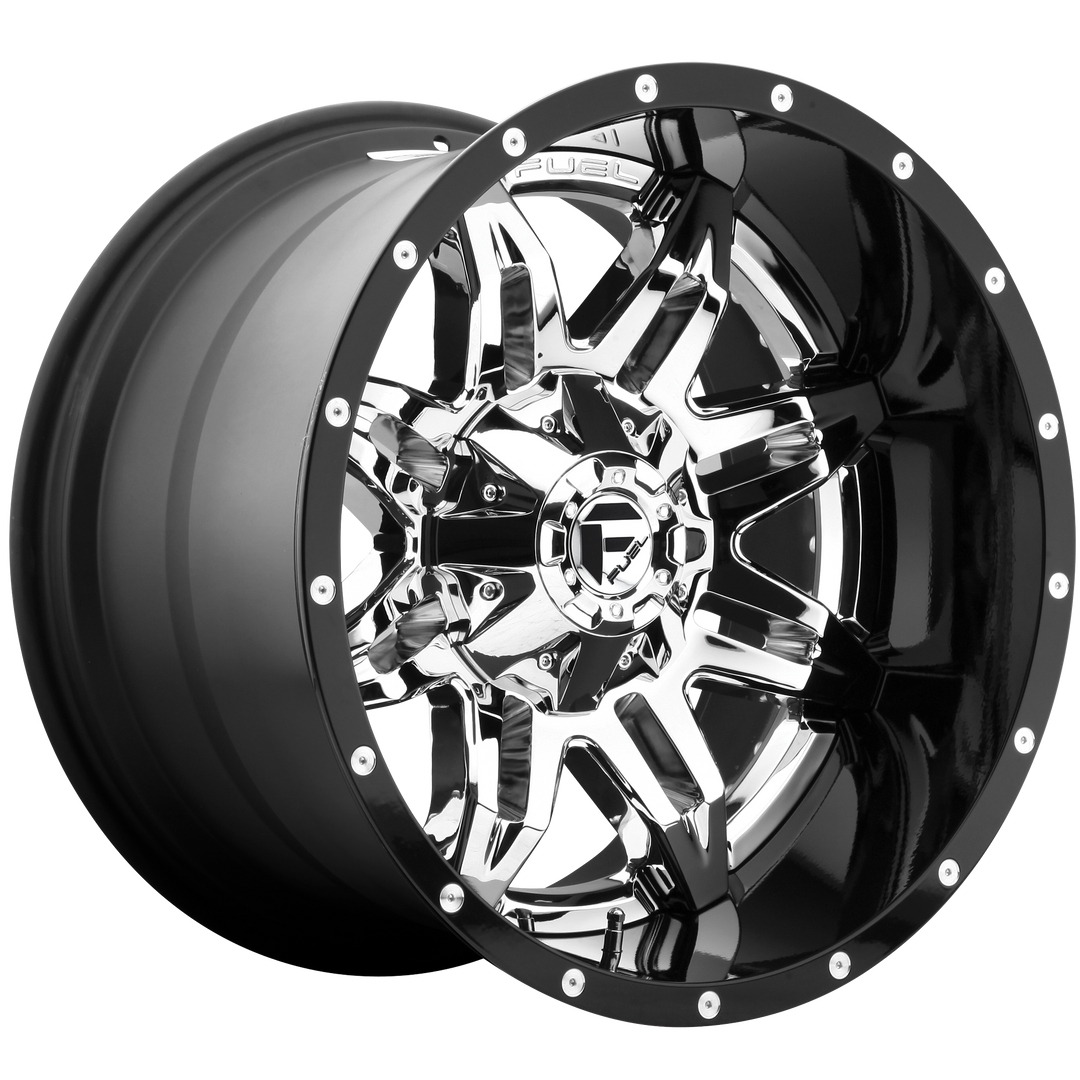 FUEL OFF-ROAD (2PC) D266 LETHAL 20X12 6X135 / 6X139.7 -44 106.1 CHROME PLATED GLOSS BLACK LIP