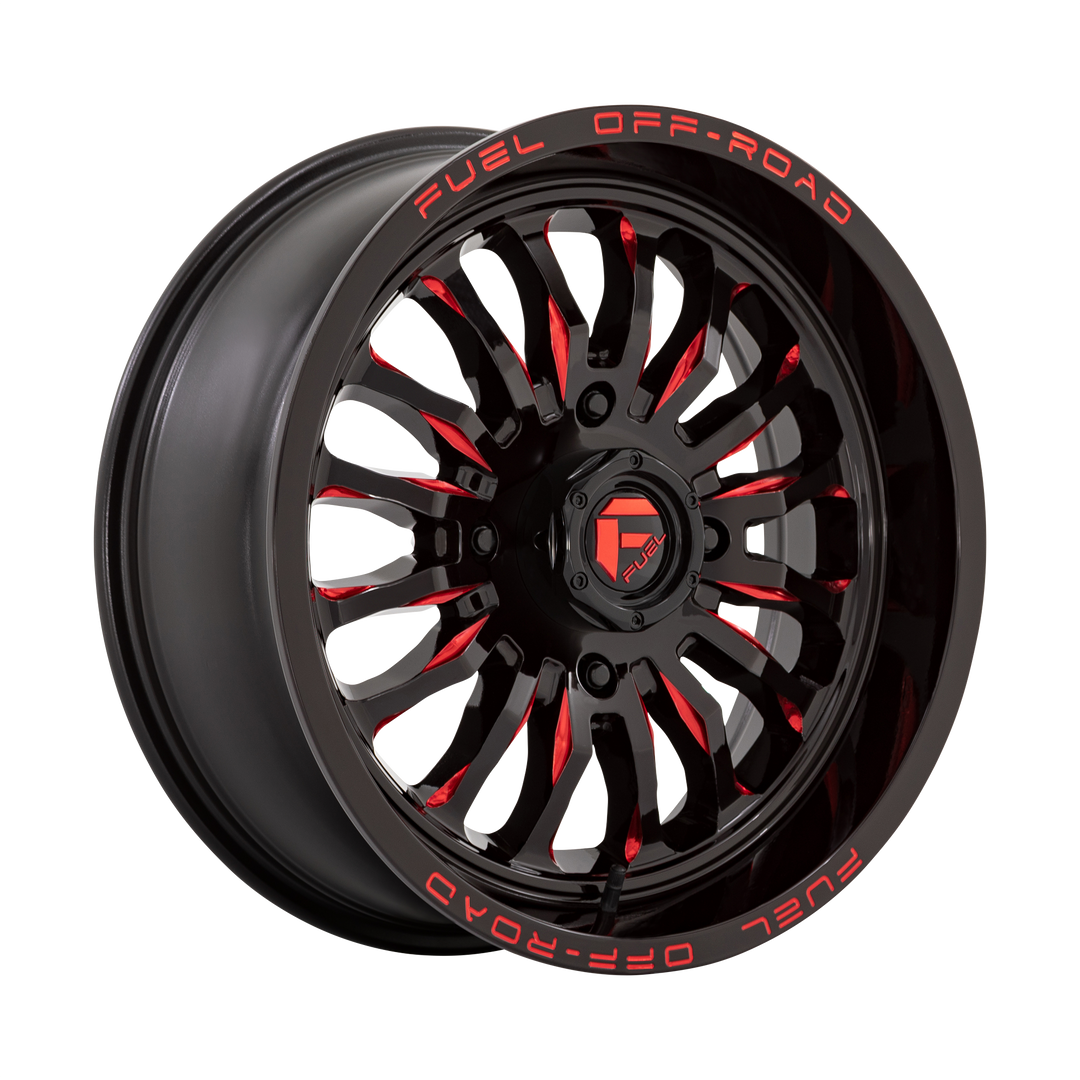 FUEL UTV OFF-ROAD D822 ARC UTV 18X7 4X156 13 132 GLOSS BLACK MILLED RED