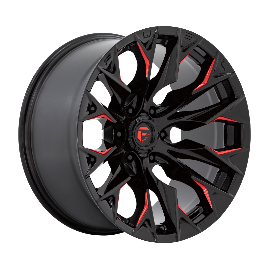 FUEL OFF-ROAD D823 FLAME 24X12 5X127 -44 71.5 GLOSS BLACK MILLED WITH CANDY RED