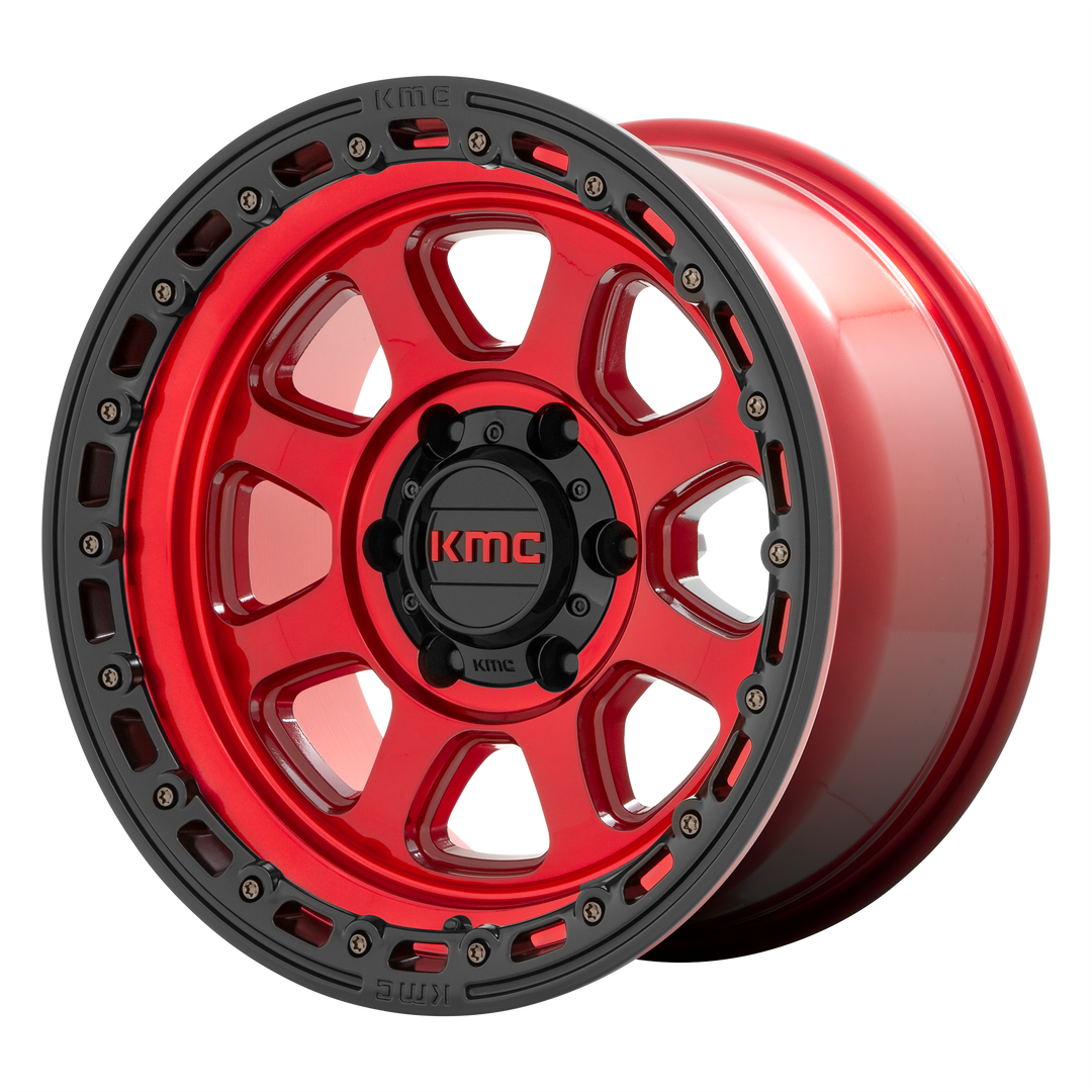 KMC WHEELS KM548 CHASE 17X9 5X127 0 71.5 CANDY RED WITH BLACK LIP