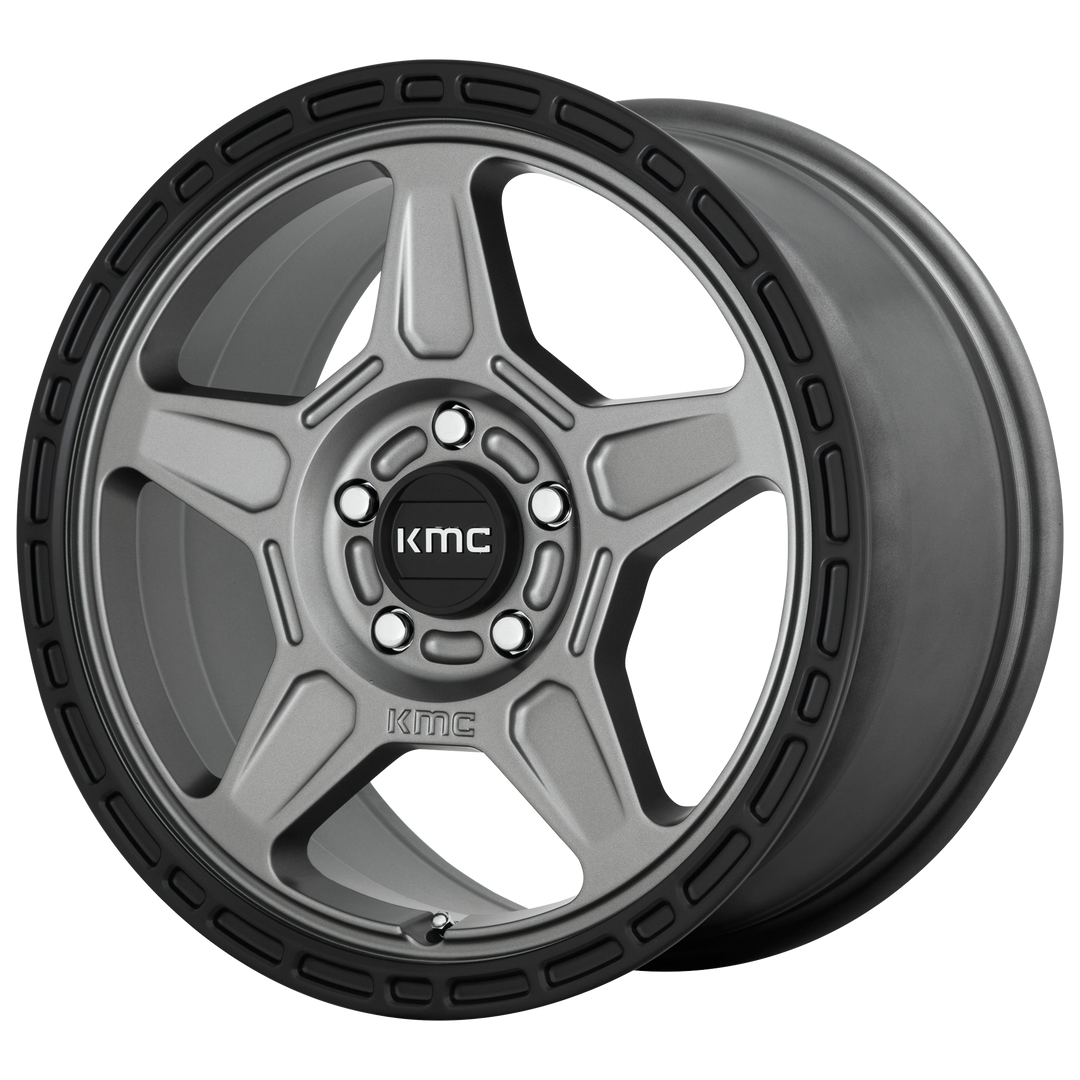 KMC WHEELS KM721 ALPINE 18X8 5X120 38 74.1 SATIN GRAY WITH BLACK LIP