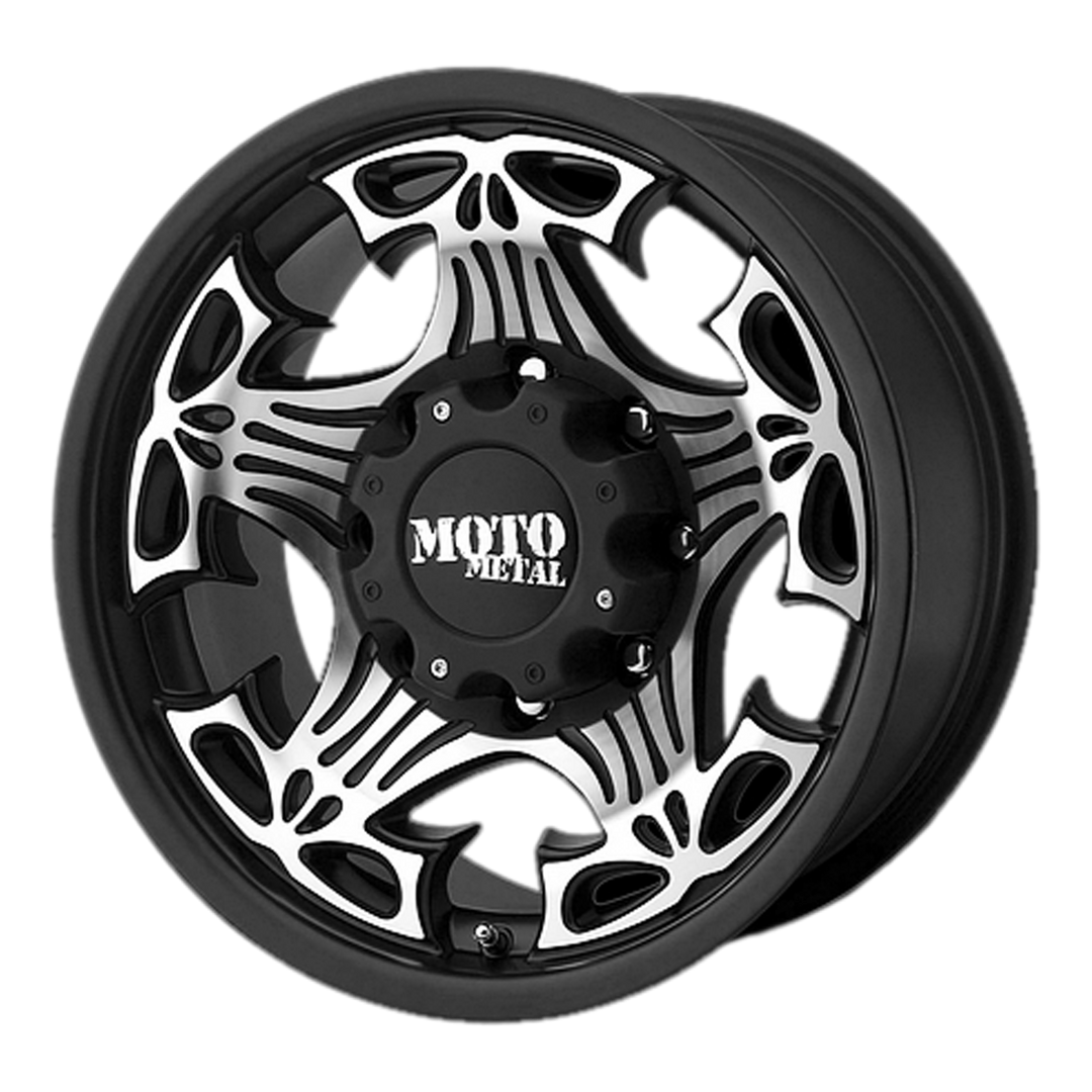 MOTO METAL MO909 SKULL 17X9 8X165.1 -12 125.1 GLOSS BLACK WITH MACHINED FACE