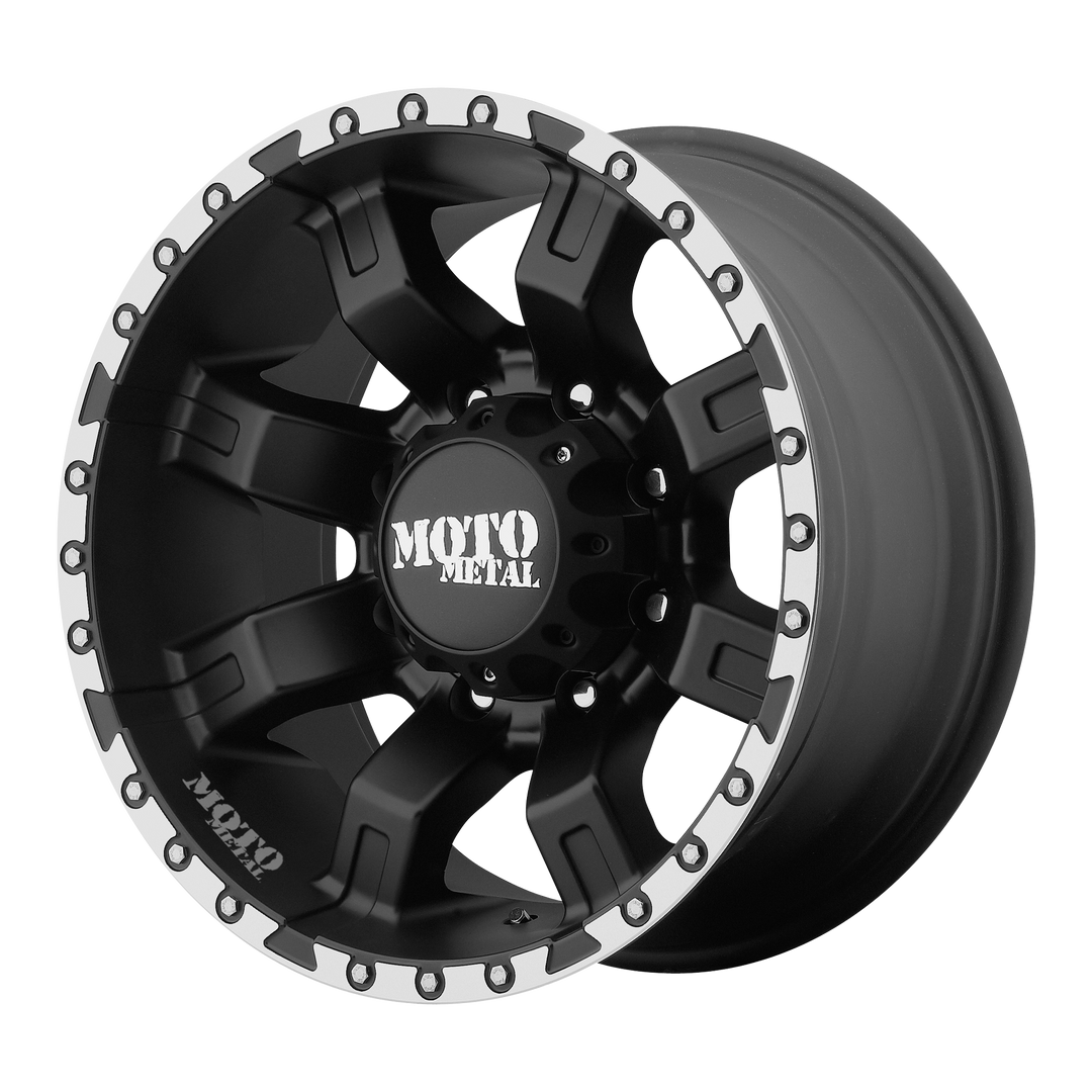 MOTO METAL MO968 20X12 8X180 -44 124.2 SATIN BLACK WITH MACHINED FLANGE