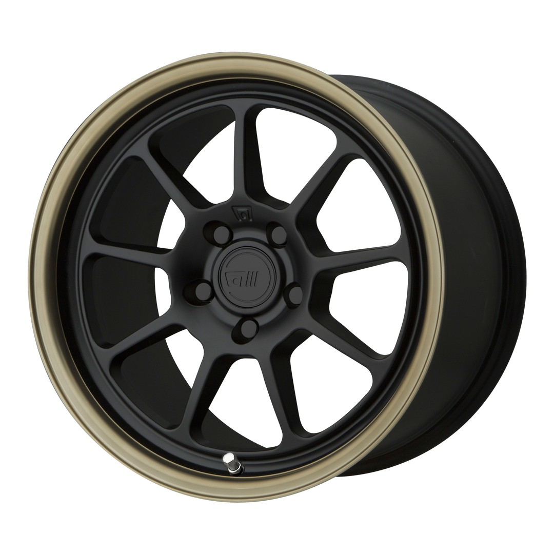 MOTEGI MR135 18X9.5 5X114.3 45 72.56 MATTE BLACK CENTER BRONZE LIP