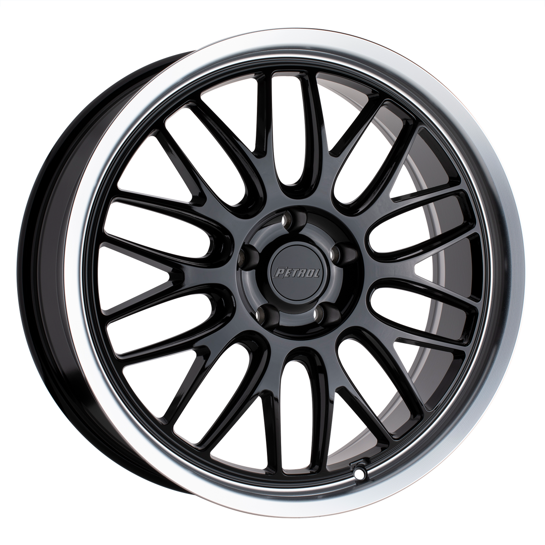 PETROL P4C 18X8 5X110 40 72.1 GLOSS BLACK W/ MACHINED CUT LIP