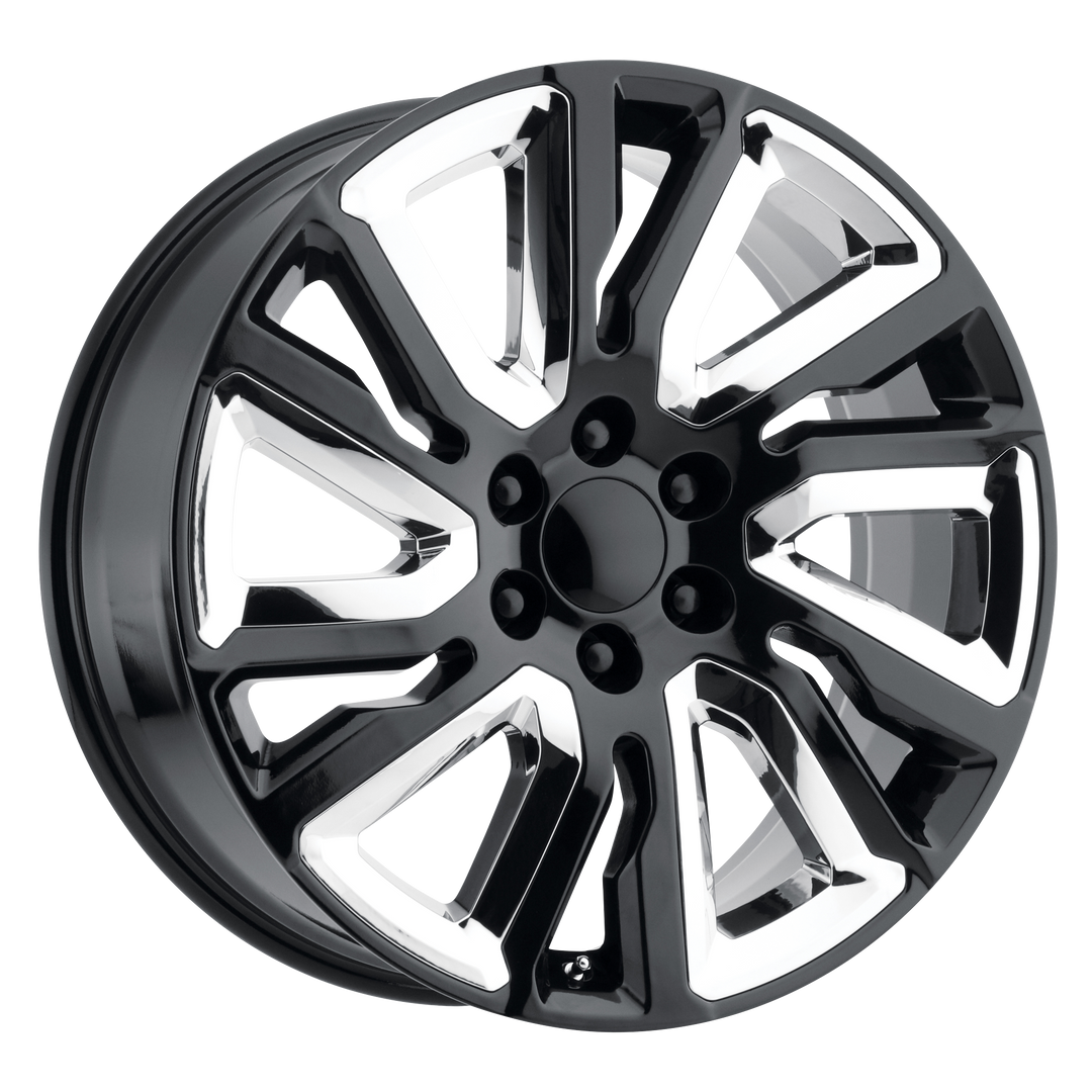 PERFORMANCE REPLICAS PR202 22X9 6X139.7 28 78.1 GLOSS BLACK WITH CHROME ACCENTS