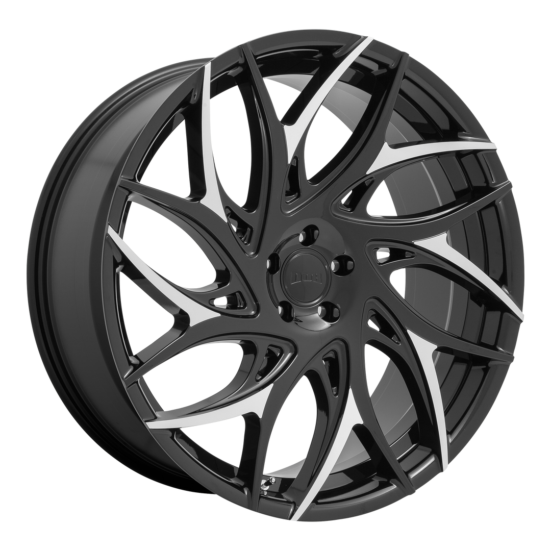 DUB 1PC S259 G.O.A.T. 24X10 6X135 30 87.1 GLOSS BLACK WITH MACHINED SPOKES