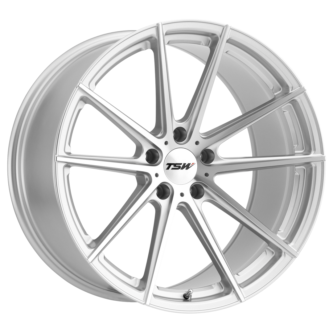 TSW BATHURST 18X10.5 5X114.3 27 76.1 SILVER W/ MIRROR CUT FACE