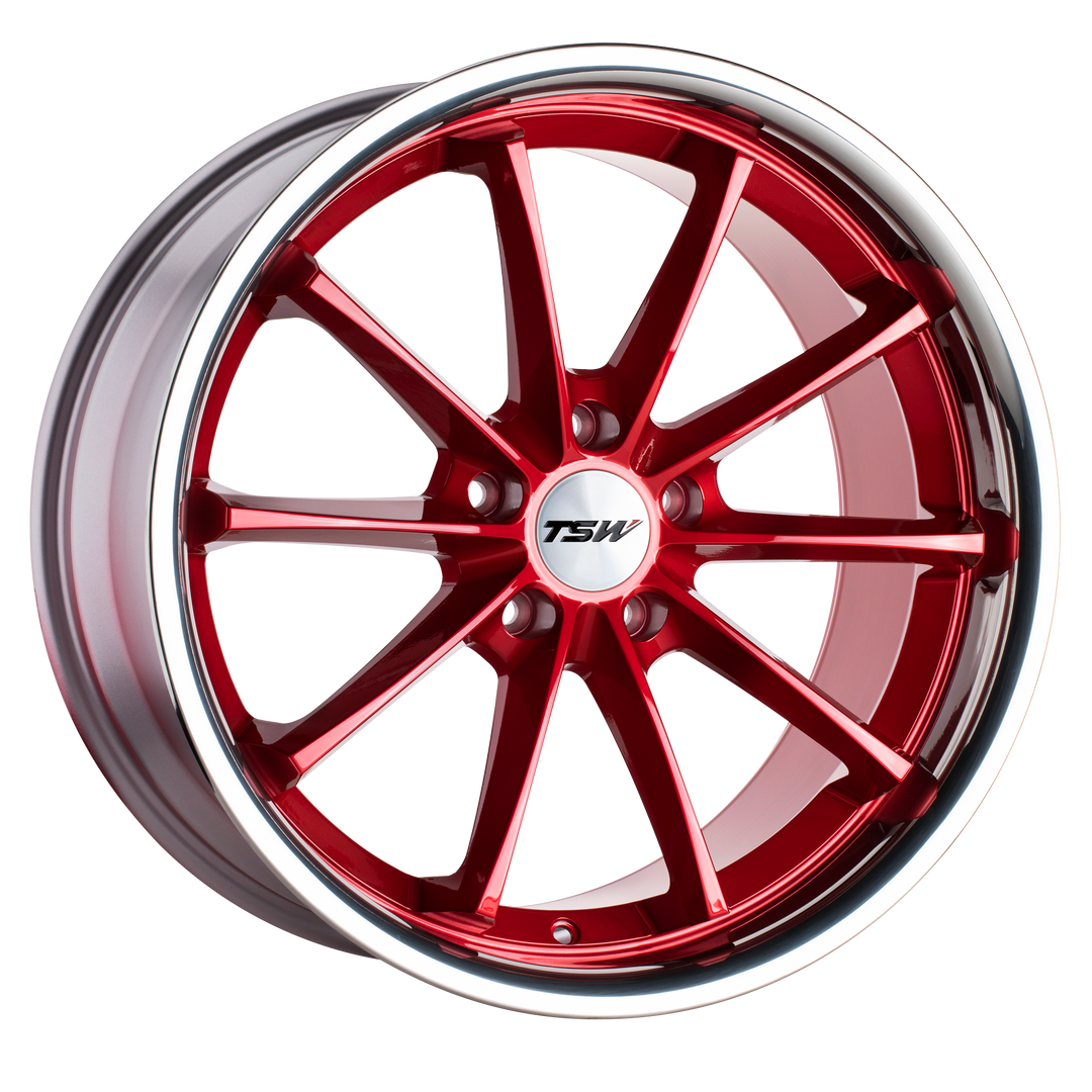 TSW SWEEP 18X8.5 5X114.3 40 76.1 CANDY RED W/ STAINLESS LIP